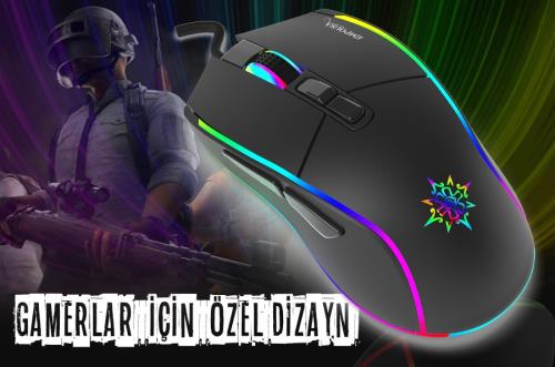INCA IMG-343 USB 6400dpi siyah RGB Optik Oyuncu Mouse makro kablolu Gamıng Mouse